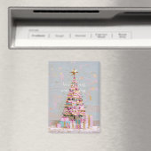 Roze en gouden kerstboom met impasto-effect magneet (Insitu (Vaatwasser))