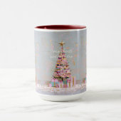 Roze en gouden kerstboom met impasto-effect mok (Midden)