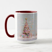 Roze en gouden kerstboom met impasto-effect mok (Links)