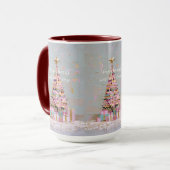 Roze en gouden kerstboom met impasto-effect mok (Voorkant links)