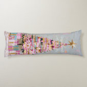 Roze en gouden kerstboom met impasto lichaamskussen (Achterkant)