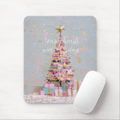 Roze en gouden kerstboom met impasto muismat (Met muis)