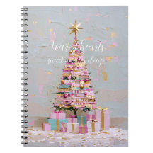 Roze en gouden kerstboom met impasto