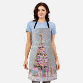Roze en gouden kerstboom met impasto schort (Gedragen)
