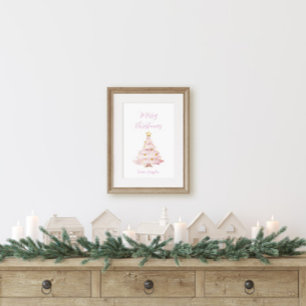 Roze en Gouden Kerstboom Poster