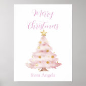 Roze en Gouden Kerstboom Poster (Voorkant)