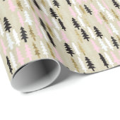 Roze en gouden kerstboompluis cadeaupapier (Rol Hoek)