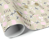 Roze en gouden kerstcadeautjes Patroon Gift Wrap Cadeaupapier (Rol Hoek)