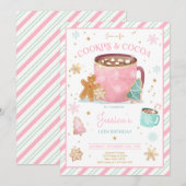 Roze en gouden kerstkoekjes en cacao van de dag kaart (Voorkant / Achterkant)