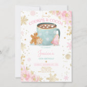 Roze en gouden kerstkoekjes en cacao verjaardag kaart (Voorkant)