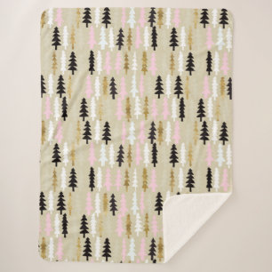 Roze en gouden kerstpatroonSherpa Blanket Sherpa Deken