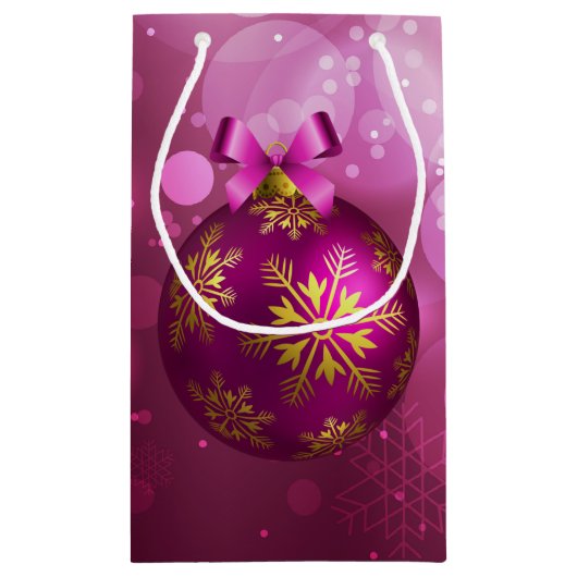 Roze en gouden kersttas met kleine cadeautjes klein cadeauzakje (Achterkant)