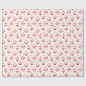 Roze en gouden kerstversieringen cadeaupapier (Vlak)