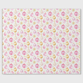 Roze en gouden kerstversieringen cadeaupapier (Vlak)