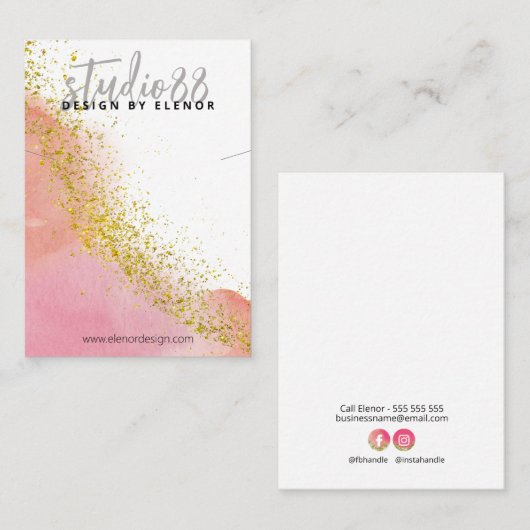 Roze en gouden Ketting display Kaart Visitekaartje (Voorkant / Achterkant)