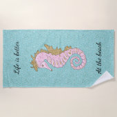 Roze en gouden keukenhanddoek strandlaken (Voorkant)