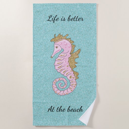 Roze en gouden keukenhanddoek strandlaken (Voorkant)