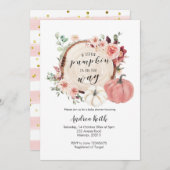 Roze en gouden kleine pompoen is onderweg kaart (Voorkant / Achterkant)