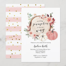 Roze en gouden kleine pompoen is onderweg kaart