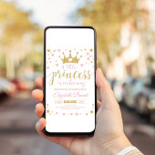 Roze en Gouden Kleine Prinses Baby shower Kaart