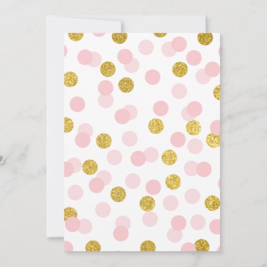 Roze en Gouden Kleine Prinses Uitnodiging (Achterkant)