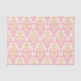 Roze en Gouden Kleur Ornamental Damask Pattern Tissuepapier