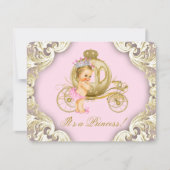 Roze en gouden koets meisjes prinses Baby shower Kaart (Voorkant)