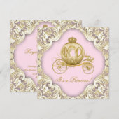 Roze en gouden koets Royal Princess Baby shower Kaart (Voorkant / Achterkant)