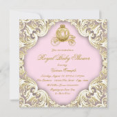 Roze en gouden koets Royal Princess Baby shower Kaart (Achterkant)