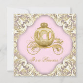 Roze en gouden koets Royal Princess Baby shower Kaart (Voorkant)
