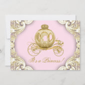 Roze en gouden koets Royal Princess Baby shower Kaart (Voorkant)