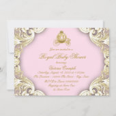 Roze en gouden koets Royal Princess Baby shower Kaart (Achterkant)