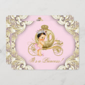 Roze en gouden koets Royal Princess Baby shower Kaart (Voorkant / Achterkant)