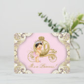 Roze en gouden koets Royal Princess Baby shower Kaart (Staand voorkant)
