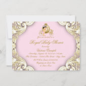 Roze en gouden koets Royal Princess Baby shower Kaart (Achterkant)
