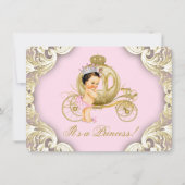 Roze en gouden koets Royal Princess Baby shower Kaart (Voorkant)