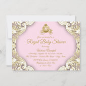 Roze en gouden koets Royal Princess Baby shower Kaart (Achterkant)