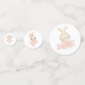 Roze en Gouden Konijnenballerina Baby shower Confetti (Voorkanten)