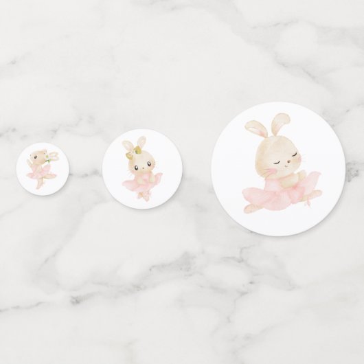 Roze en Gouden Konijnenballerina Baby shower Confetti (Voorkanten)