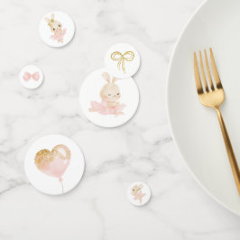 Roze en Gouden Konijnenballerina Baby shower Confetti