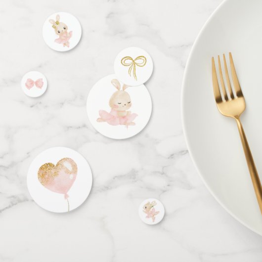 Roze en Gouden Konijnenballerina Baby shower Confetti (Groep)