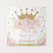 Roze en Gouden Koninklijke Kroonprinses Verjaardag Wandkleed (Voorkant)