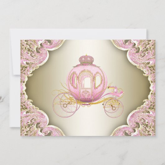 Roze en Gouden Koninklijke Prinses Foto Verjaardag Kaart (Achterkant)