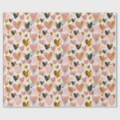 Roze en gouden krijt harten Valentijnsdag Cadeaupapier (Vlak)