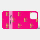 Roze en gouden kroonpatroon Case-Mate iPhone case (Achterkant (horizontaal))
