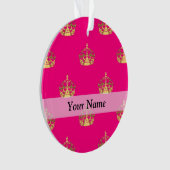 Roze en gouden kroonpatroon ornament (voorkant)