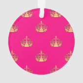 Roze en gouden kroonpatroon ornament (achterkant)