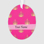 Roze en gouden kroonpatroon ornament (voorkant)