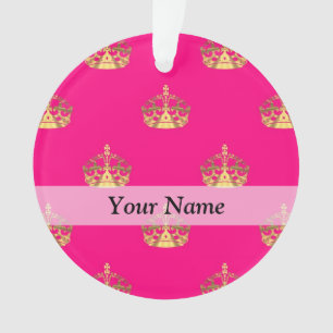 Roze en gouden kroonpatroon ornament