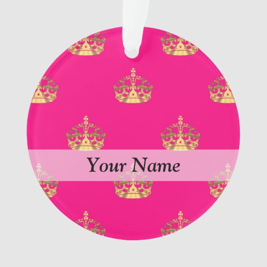 Roze en gouden kroonpatroon ornament (voorkant)